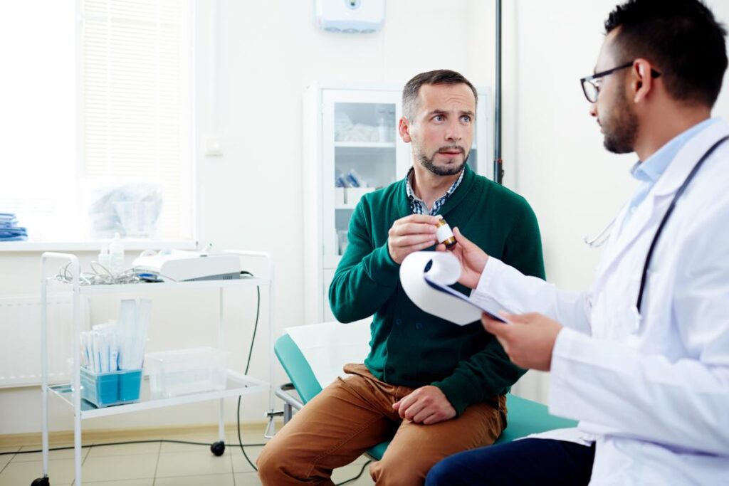 doctor talking to male