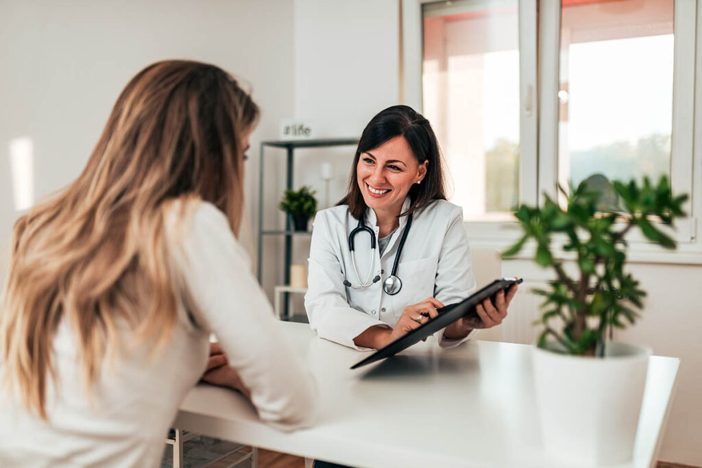 a person talks to a nurse about the Levels of addiction