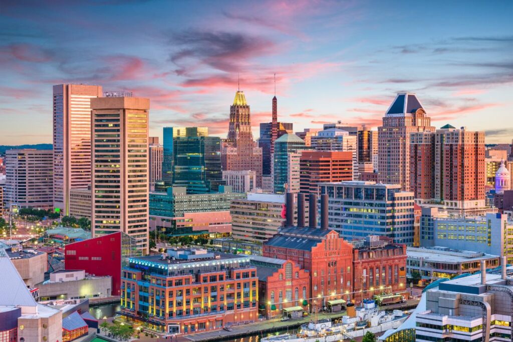 a picture of downtown Baltimore to represent residential treatment near Baltimore