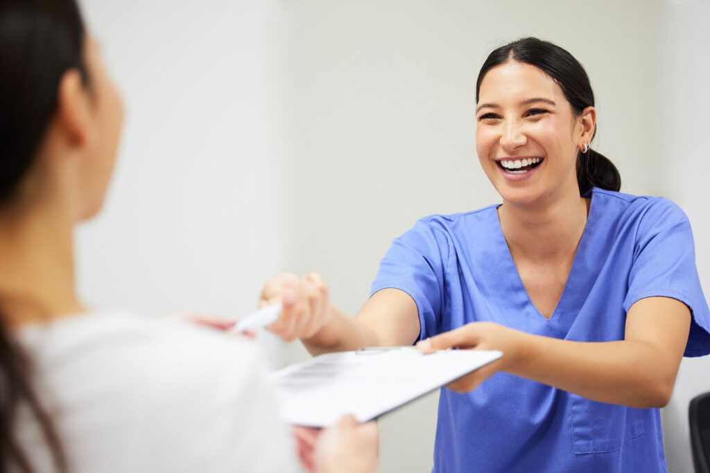 a nurse checks someone in during an intensive outpatient program around Pottsville PA