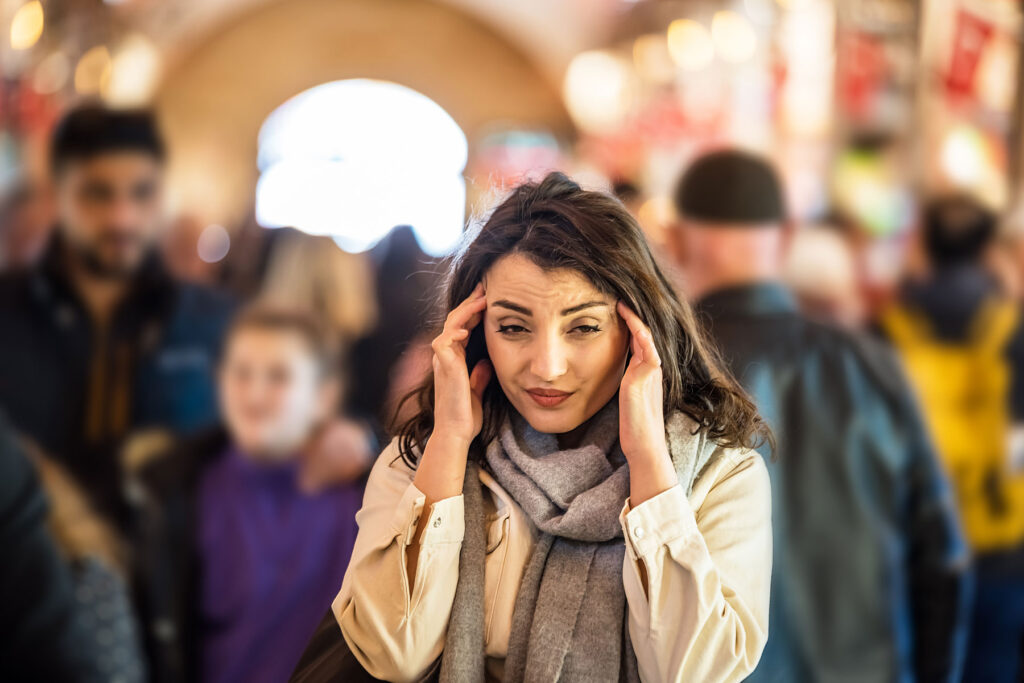 A woman thinking about tips for social anxiety