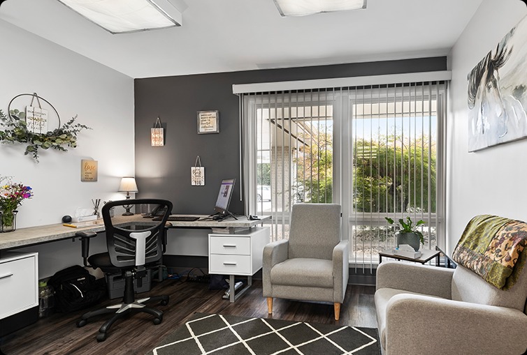 Private counseling office for individual therapy at addiction treatment center