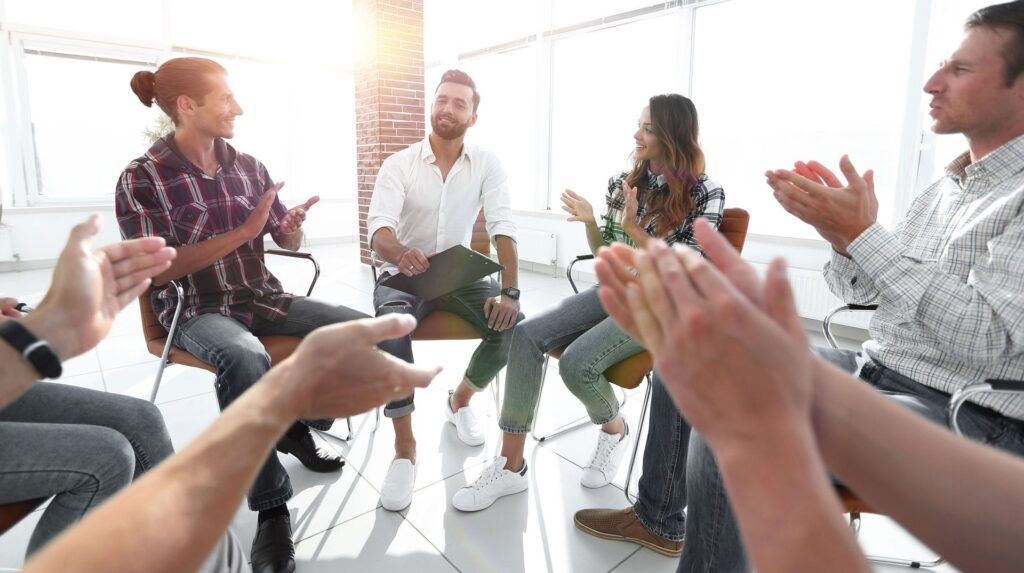 people in group therapy session